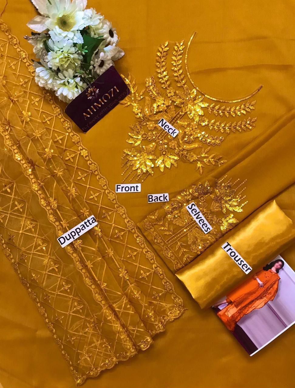 Chiffon, Organza & Silk 3pc Suit | Alnisa Embroidery Collection | 32% OFF