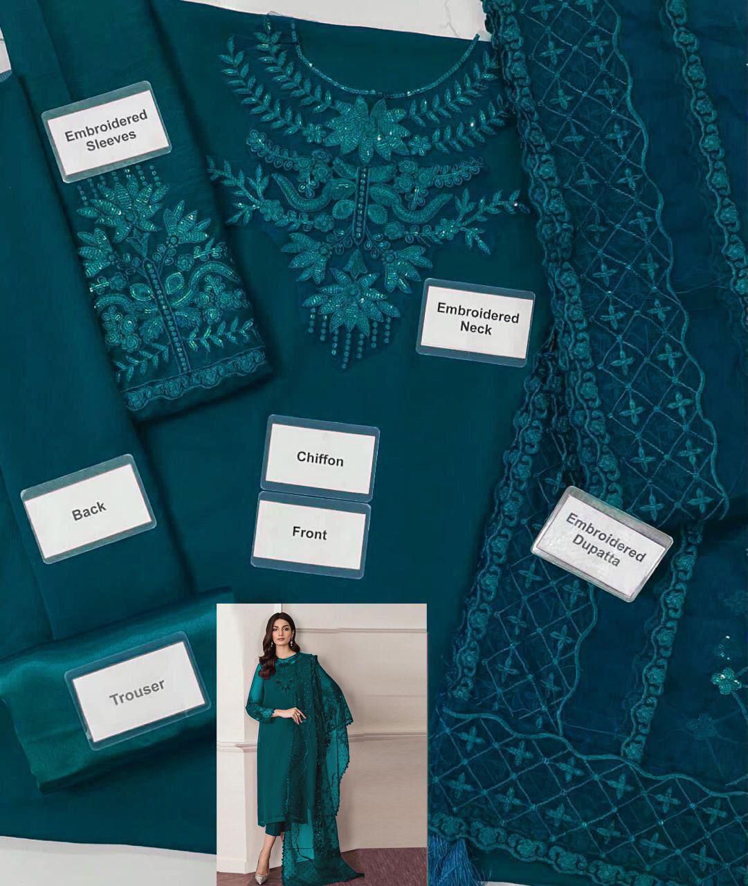 Chiffon, Organza & Silk 3pc Suit | Alnisa Embroidery Collection | 32% OFF