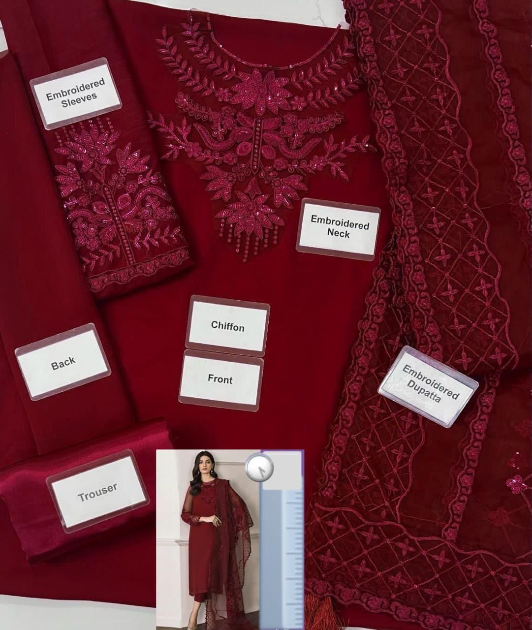 Chiffon, Organza & Silk 3pc Suit | Alnisa Embroidery Collection | 32% OFF