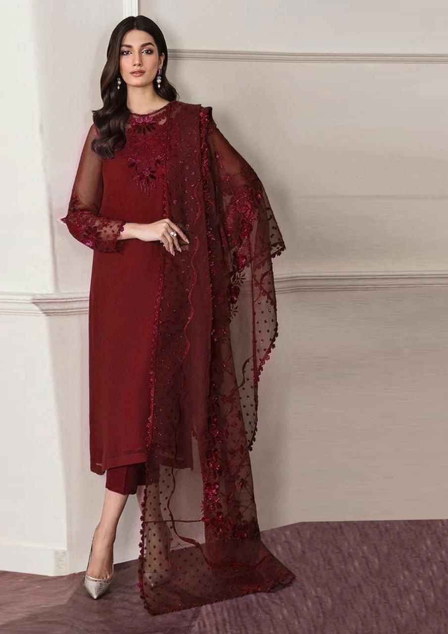 Chiffon, Organza & Silk 3pc Suit | Alnisa Embroidery Collection | 32% OFF