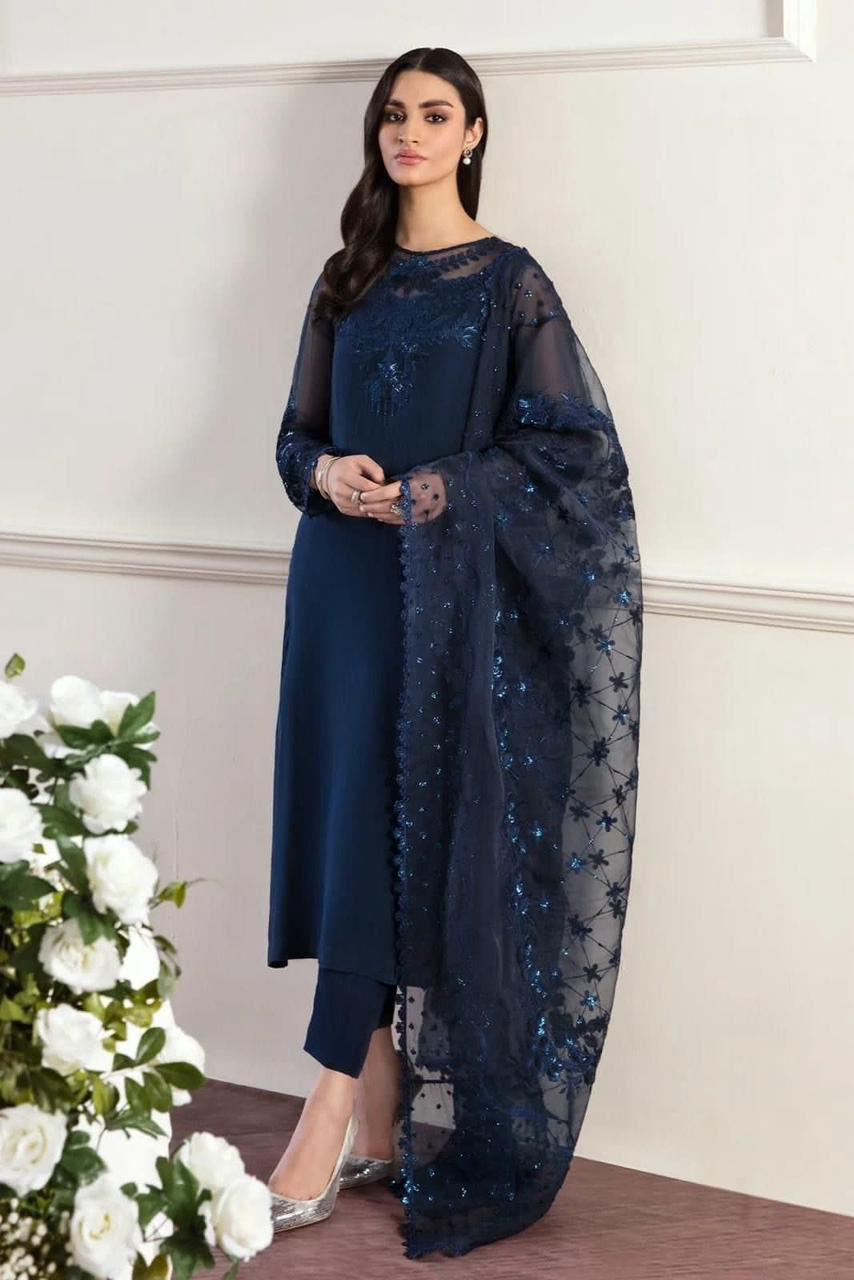 Chiffon, Organza & Silk 3pc Suit | Alnisa Embroidery Collection | 32% OFF