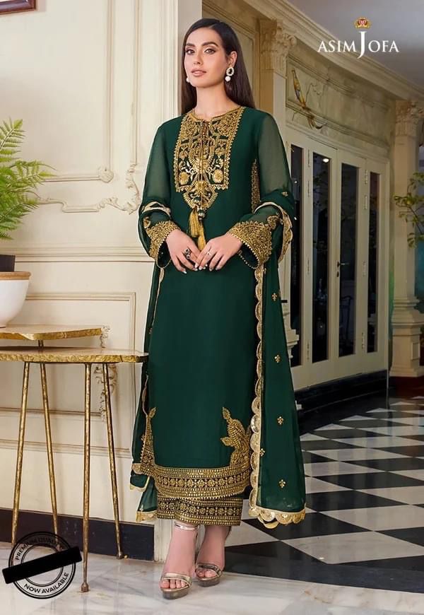 Baig G Fabric Mega Sale offer Heavy Embroidered Chiffon 3pc Suit | 34% OFF