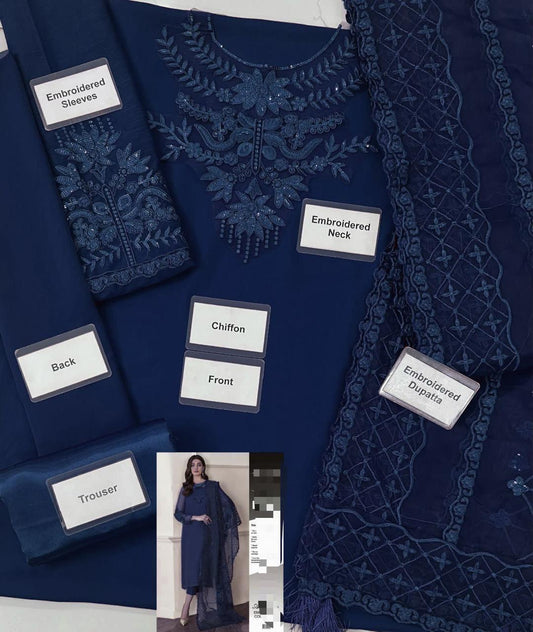 Chiffon, Organza & Silk 3pc Suit | Alnisa Embroidery Collection | 32% OFF